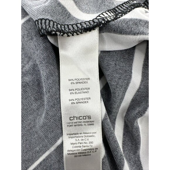 Chicos Maxi Dress Womens Size 2 Black White Striped Short Sleeve Stretch - Picture 11 of 13